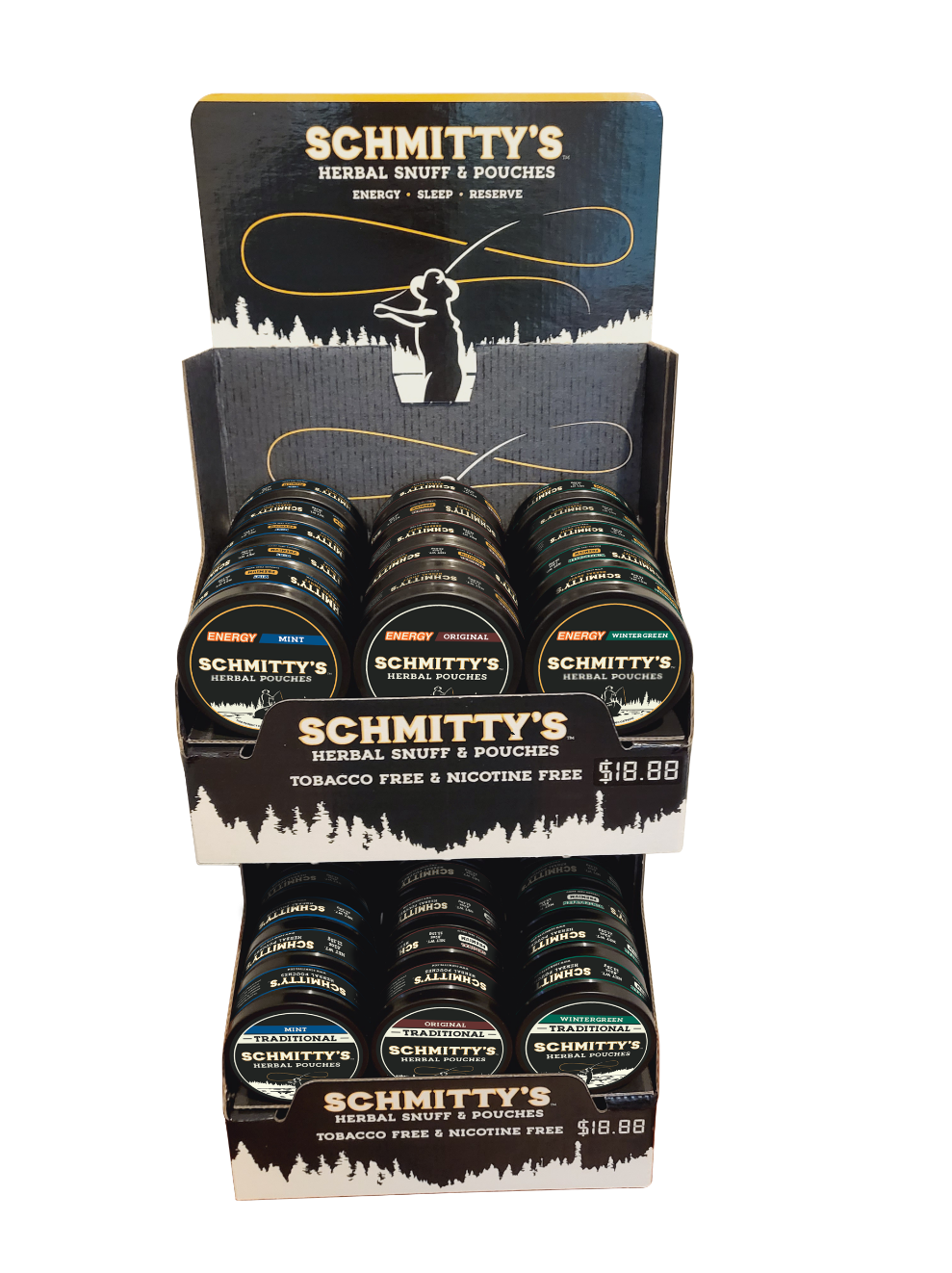 Herbal Pouches Starter kit** Pre-filled Display with Energy Pouches and Traditional Pouches (30 Cans)