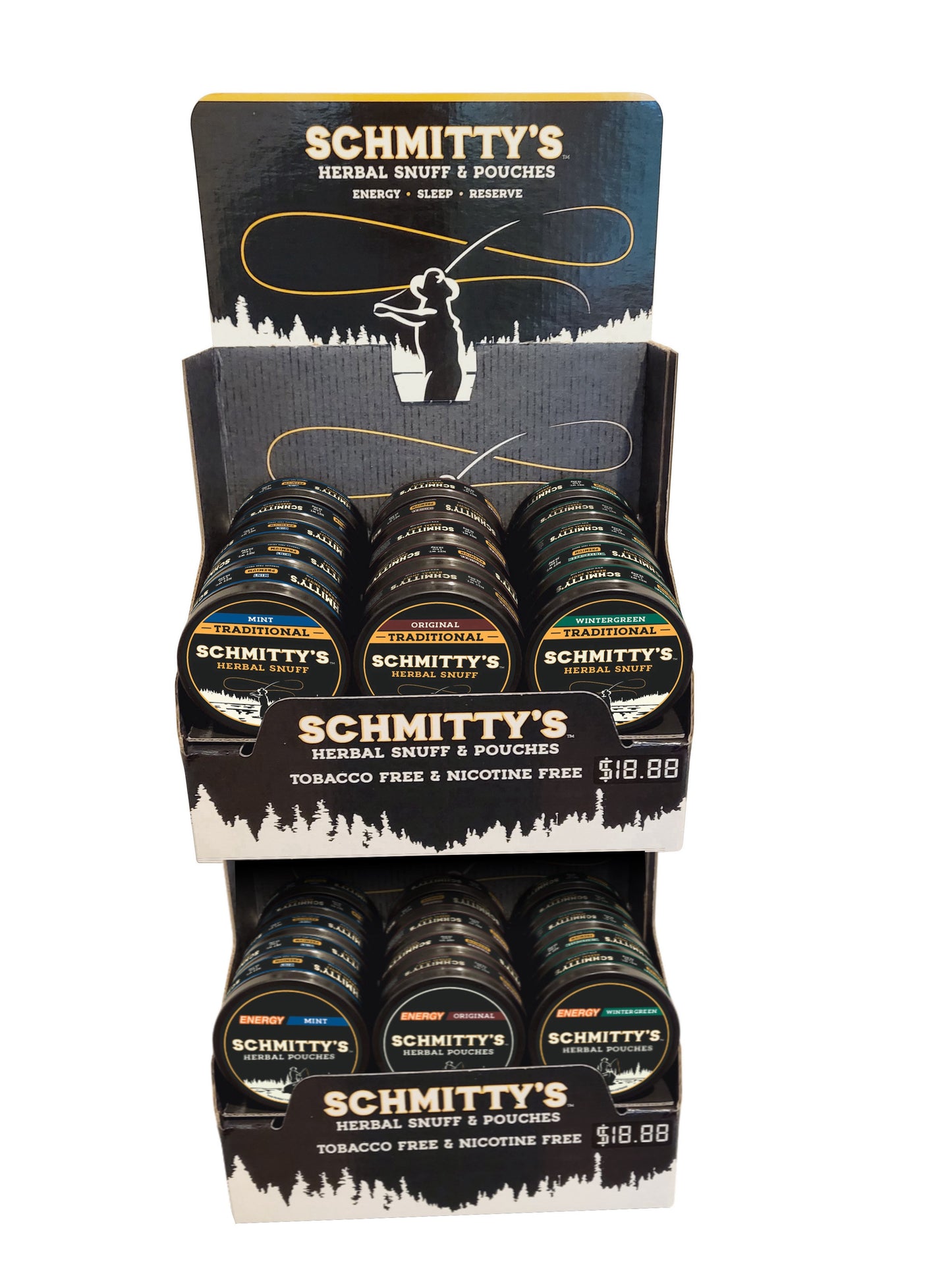 Herbal Snuff/Pouches Starter Kit** Pre-filled display with Energy Pouches and Traditional Snuff (30 cans)