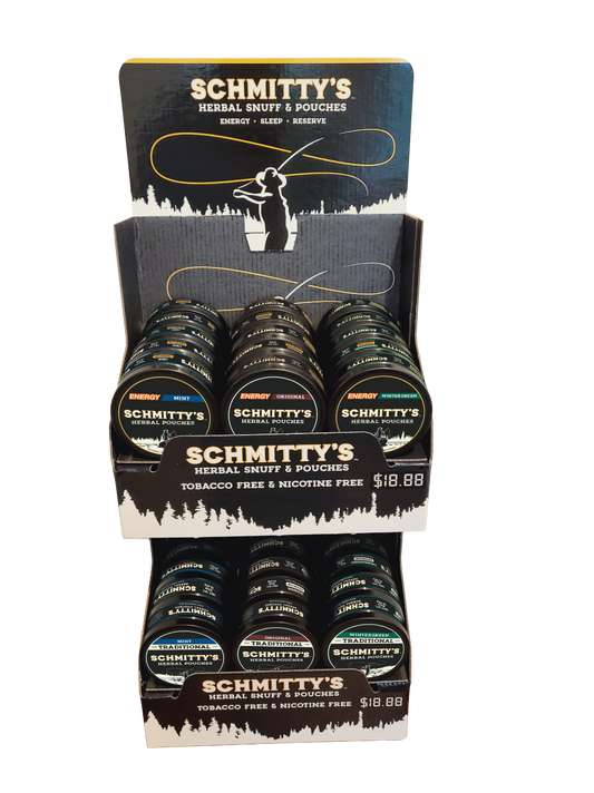 Herbal Snuff/Pouches Starter Kit** Pre-filled display with Energy Pouches and Traditional Snuff (30 cans)
